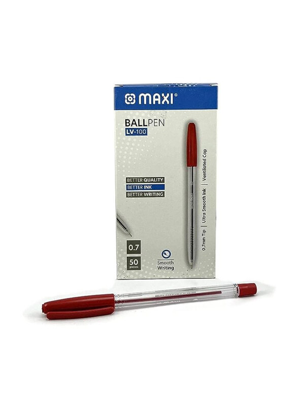 Maxi 50-Piece Ball Pen Set, 0.7mm, Red