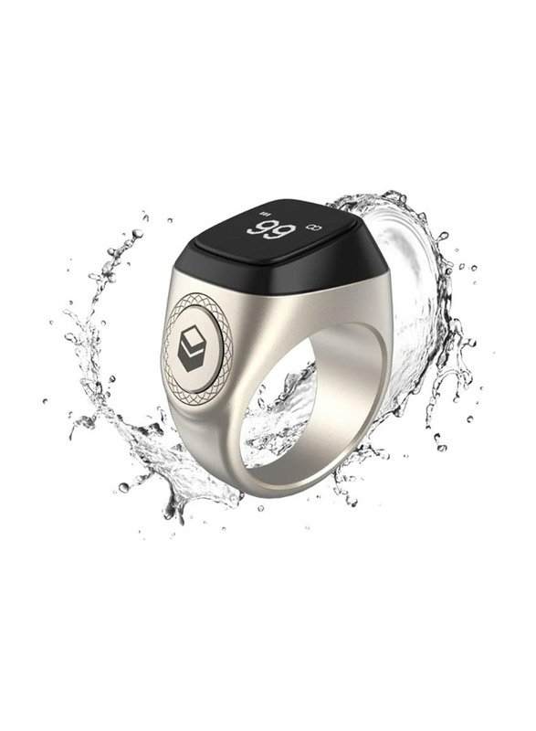 iQibla Tasbih Zikr Metal Smart Ring, 18mm, Bright Silver