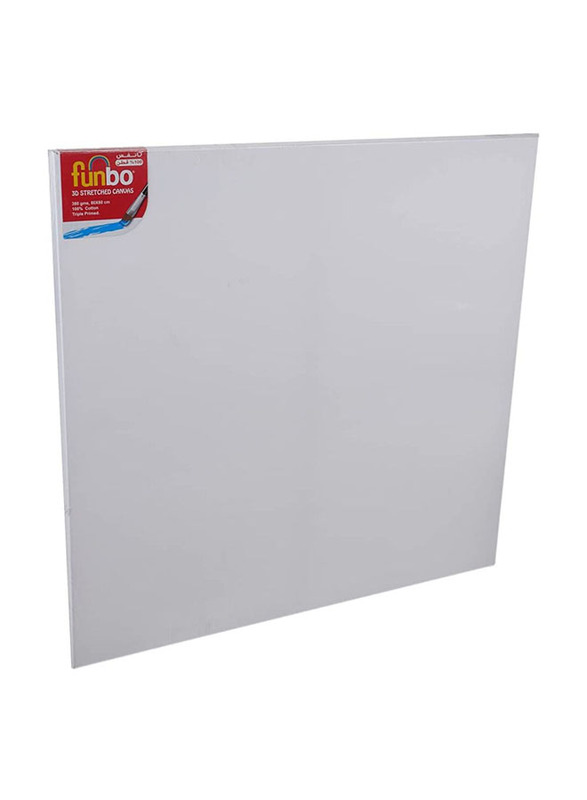 Funbo Stretched 3D Canvas Board, 80 x 80cm, White
