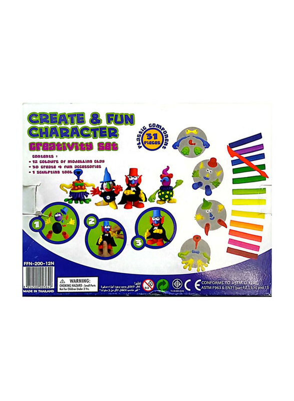 Kiddy Clay Modelling Clay 001 Multi Set, 31 Pieces, Multicolour
