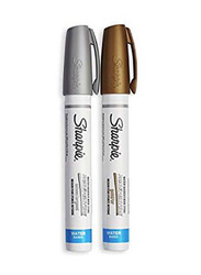 Sharpie Water Based Poster Paint Markers, 2 Pieces, Gold/Silver