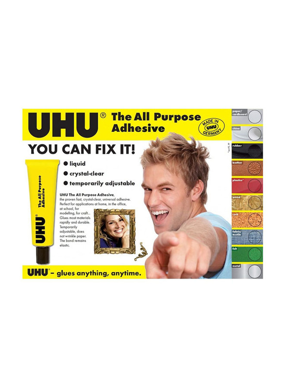 UHU All Purpose Adhesive Tube, 60ml, 40981, Yellow