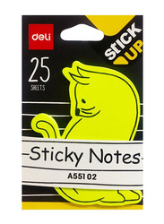 Deli Cat-Shaped Sticky Notes, Black/Yellow
