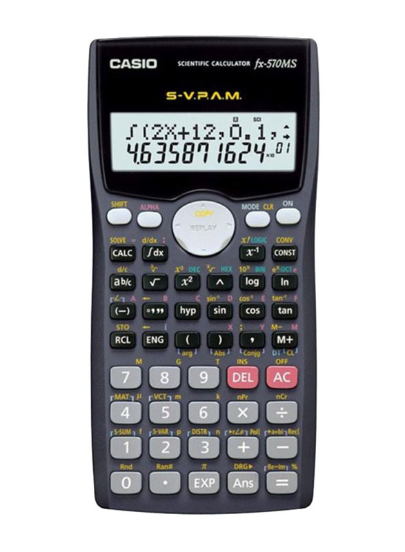Casio 12-Digit Dot Matrix Display Scientific Calculator, fx-570MS, Grey/Black