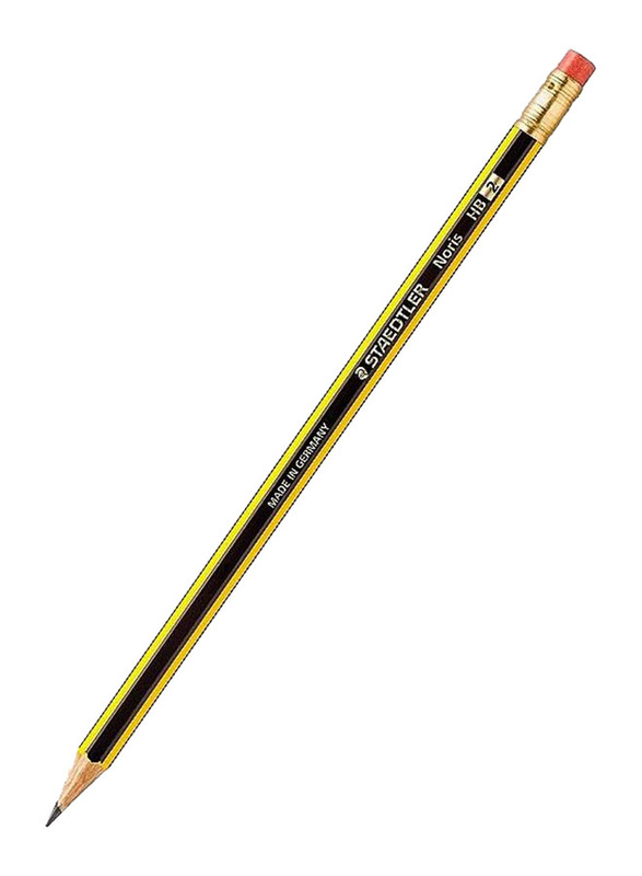 Staedtler 12-Piece Noris Pencil with Rubber, Black/Yellow
