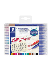Staedtler 12-Piece Double Ended Calligraphy Pen, Multicolour
