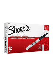 Sharpie 12-Piece Fine Point Retractable Permanent Marker, Black
