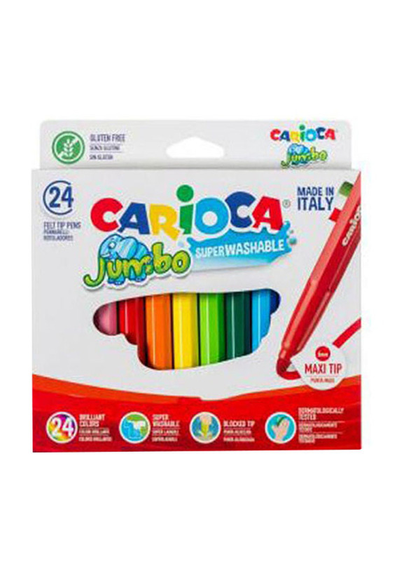 Carioca Jumbo Ogival Maxi Felt Tip Pens, 24 Pieces, Multicolour