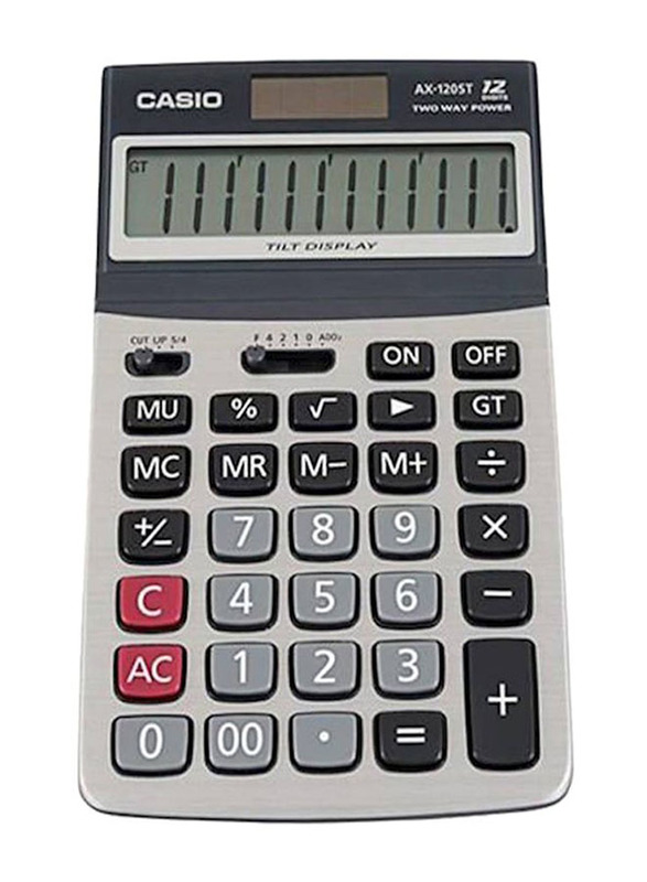 Casio 12-Digit Dual Power Basic Calculator, Multicolour