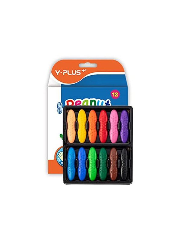 Atlas Peanut 12 Colors Washable Toddler Crayons, Multicolour