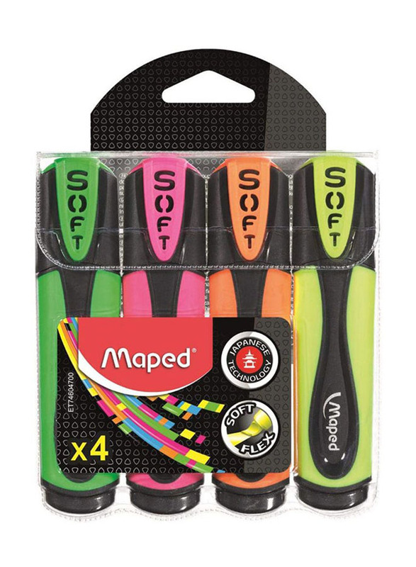 

Maped 4-Piece Fluo Peps Ultra Soft Highlighter Set, Multicolour