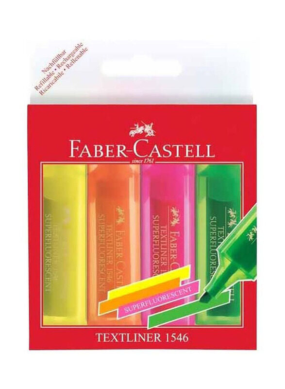 

Faber-Castell 4-Piece Textliner Chisel Tip Highlighter Set, Multicolour