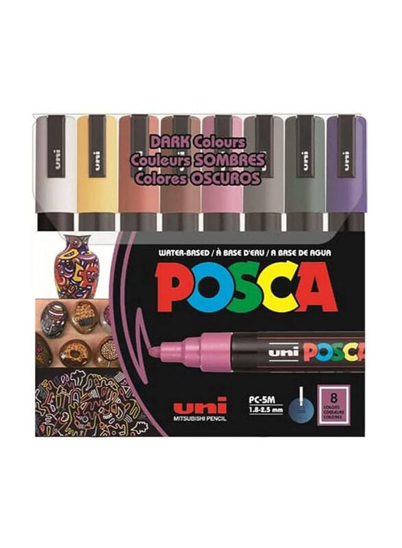 

Posca Pc-5m Water Based Permanent Marker Paint Pens Set, 8 Pieces, Multicolour