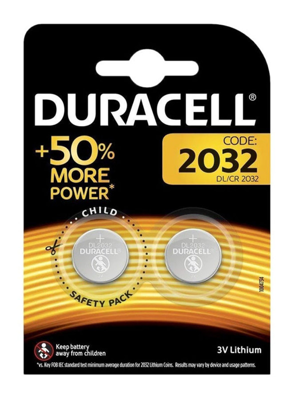 Duracell Coin Battery Set, 2 Pieces, CR2032, Silver