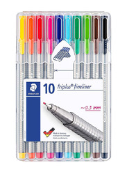 Staedtler 10-Piece Triplus Fineline Porous Point Pen, Multicolour