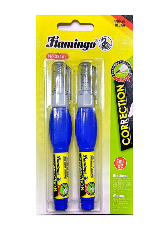 Flamingo 2-Piece Correction Pen, White/Blue