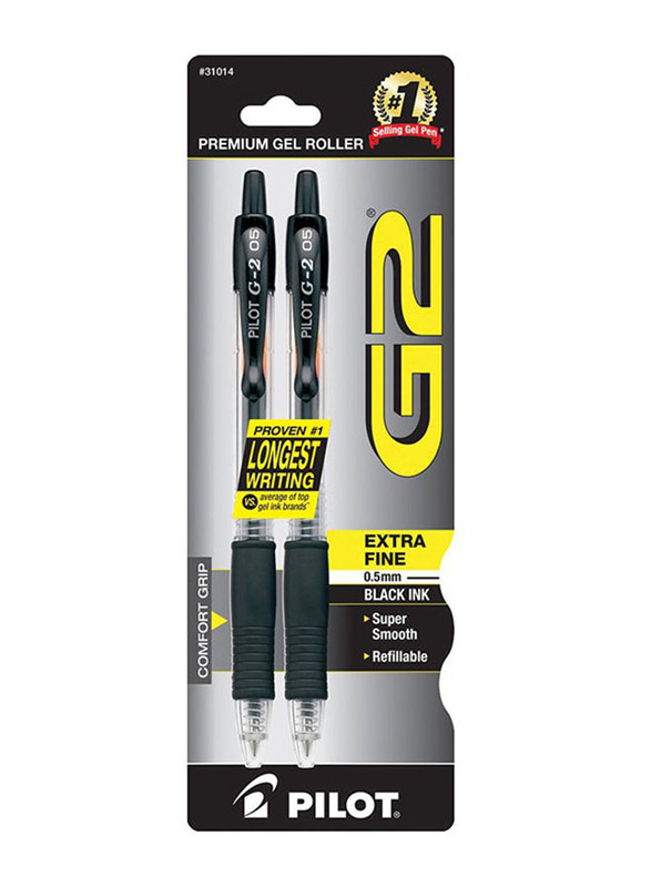 Pilot 2-Piece G2 Retractable Premium Gel Ink Roller Ball Pen Set, Black