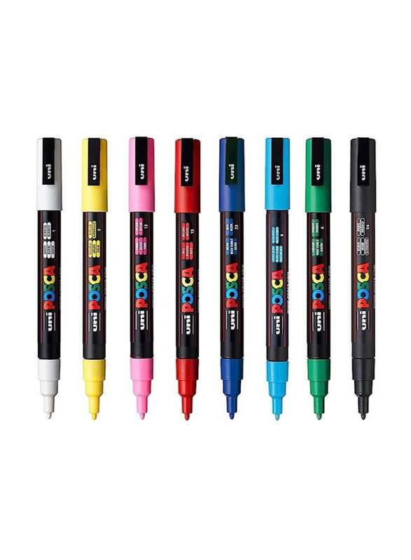 

Posca Bullet Shaped Paint Marker Set, 0.9-1.3mm, 8 Pieces, QS-9DDG-D1B9, Multicolour