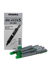 Zebra 10-Piece DX5 Direct Ink Roller Pen Set, Green