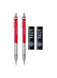 Pentel 2-Piece Graph Gear 300 Mechanical Pencil With Leads, 0.9mm, Red