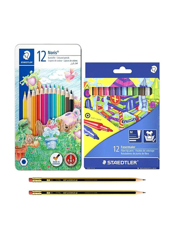 Staedtler Colour Pencil with Fibre Tip Pen Set, Multicolour