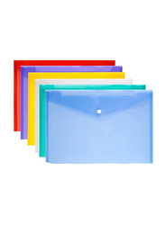 A4 Plastic Document Office Files Envelope Folders Pockets, 6 Pieces, Multicolour