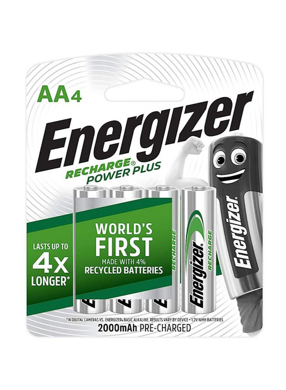 Energizer Recharge Extreme AA Alkaline Battery Set, 4 Pieces, Silver
