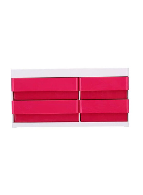 Deli 4-Drawer Desk Organiser, EZ25040, Pink/White