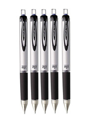 Uniball 5-Piece Impact Retractable Gel-Ink Pens, Black/Silver