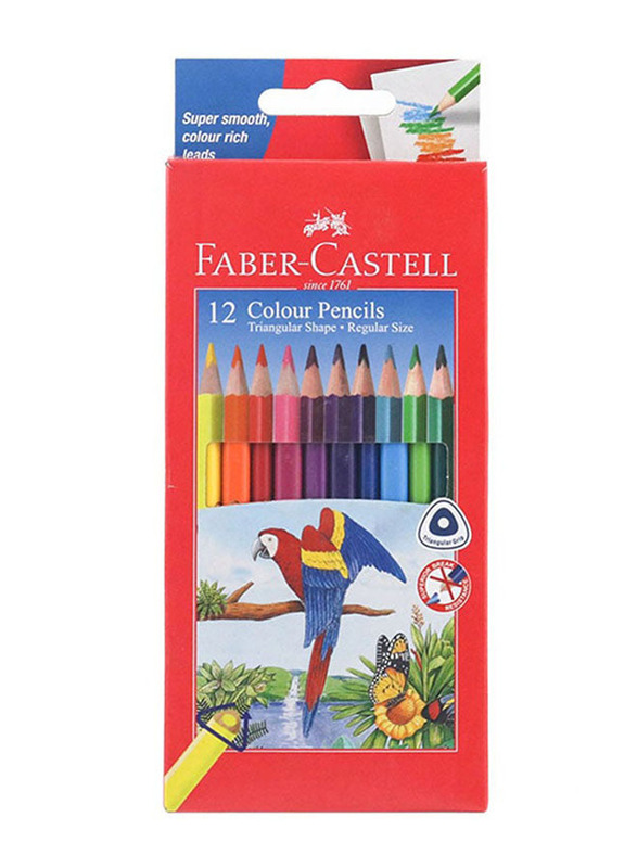 Faber-Castell Triangular Colour Pencils Set, 12 Pieces, Multicolour