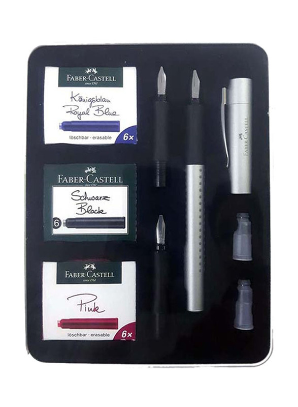 Faber-Castell 8-Piece Grip Calligraphy Set, Silver/Black