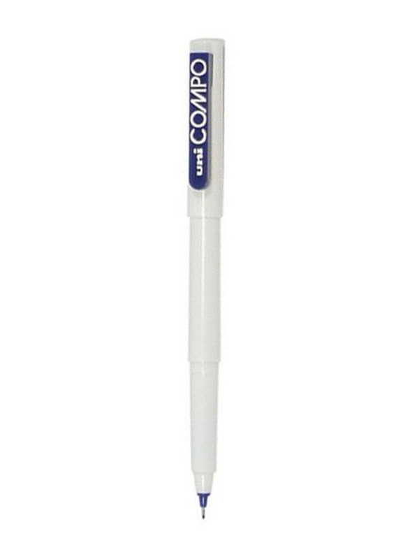 Uniball 12-Piece Pigment Fibre Tip Pens, White/Blue