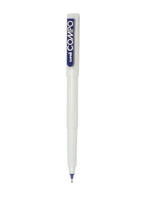 Uniball 12-Piece Pigment Fibre Tip Pens, White/Blue