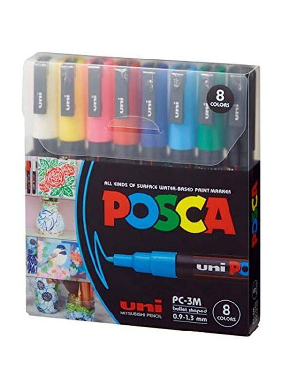 

Posca Paint Marker Pen, 0.9-1.3 mm, 8 Pieces, Multicolour