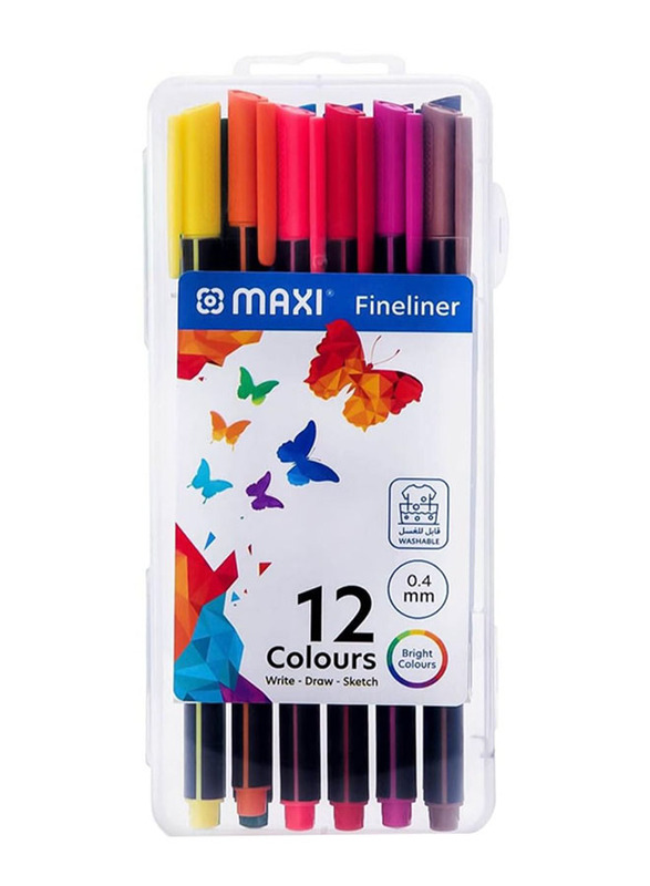 Maxi 12-Piece Fineliner Pen Set, Multicolour