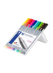 Staedtler 10-Piece Triplus Fineliner Tip Pen Set, Multicolour
