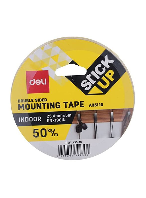 Deli 5M x 25mm Mounting Double Sided Tape, White