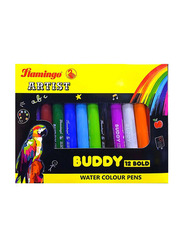 Flamingo Buddy Water Colours Pens, 12 Pieces, Multicolour