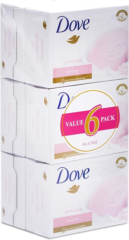 Dove Beauty Cream Soap Bar, Pink, 135gm, 6 Pieces