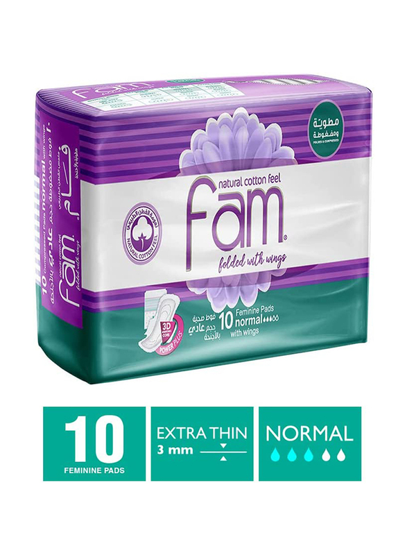 Fam Maxi Sanitary Pad Classic With Wings Normal, 10 Pads