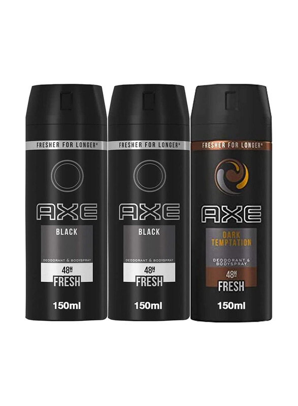 AXE McQueen + Dark Temptation Body Spray for Men, 3 x 150ml