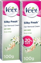 Veet Dry Skin Silky Fresh Hair Removal Cream, 2 x 100g
