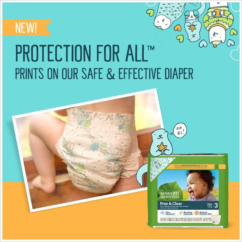 Seventh Generation Baby Diapers, Stage 1, Size 4-6 KG, 40 Count
