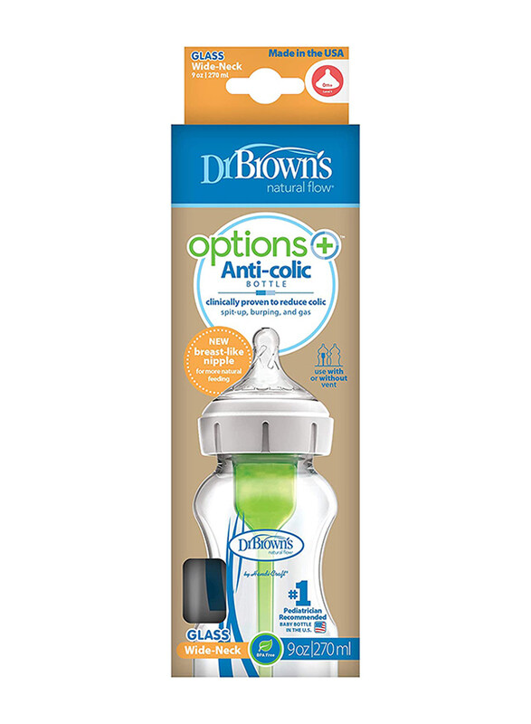 Dr. Browns Glass Wide Neck Options + Bottle, Clear
