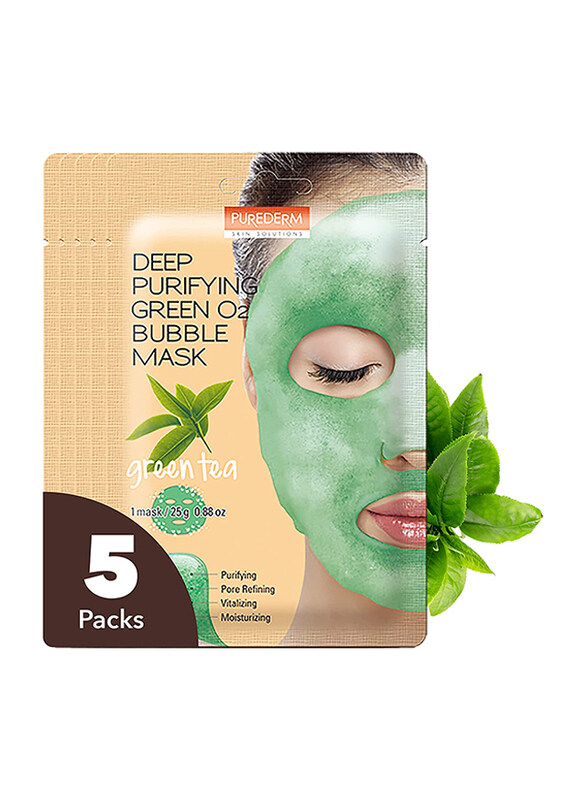 

Purederm Deep Purifying Green O2 Bubble Mask, 5 x 25g