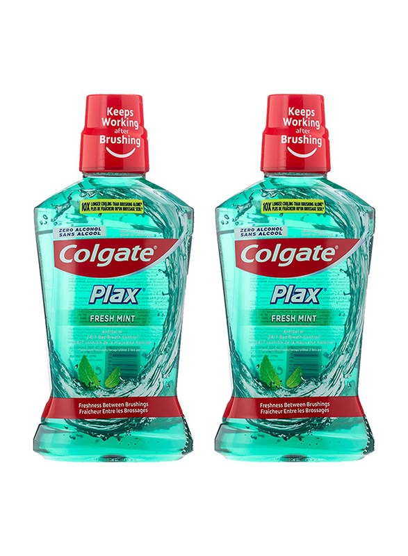 

Colgate Plax Fresh Mint Mouthwash, 2 x 500ml