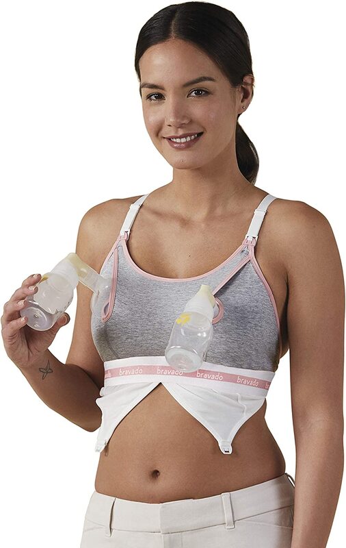 Bravado Designs Clip and Pump Accessory Nursing Bra, Dove Heather, Medium