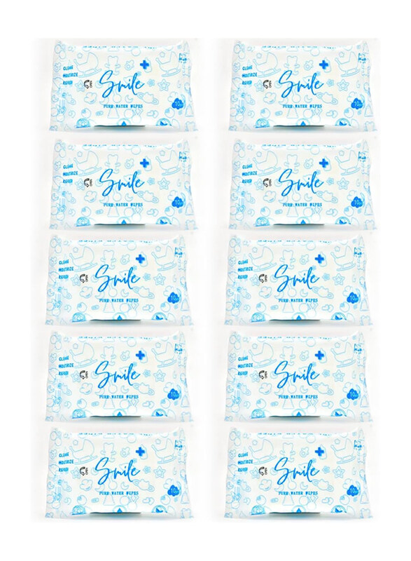 

Smile+ 10-Piece Pure Water Wipes, 100 Wipes