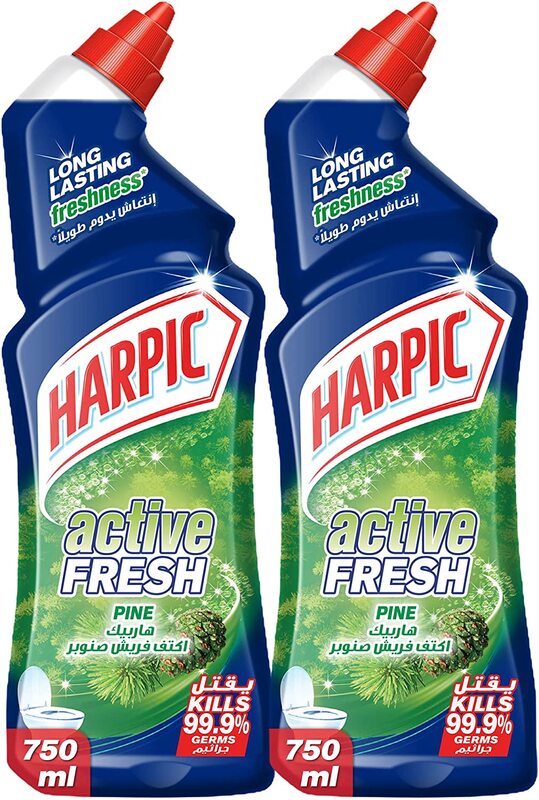Harpic Pine Active Fresh Toilet Cleaner Liquid, 2 x 750ml