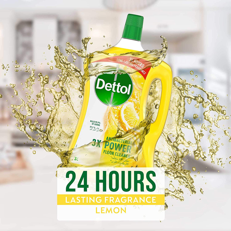 Dettol Lemon Antibacterial Power Floor Cleaner, 3Litres